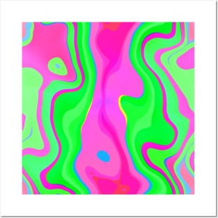 Neon Swirl Pattern - Pink and Lime Posters and Art